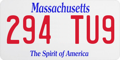 MA license plate 294TU9