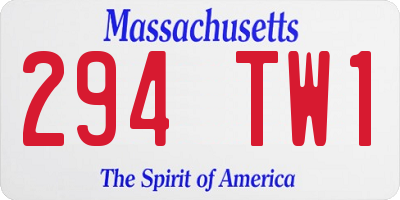 MA license plate 294TW1