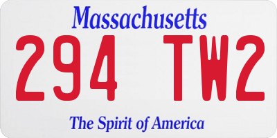 MA license plate 294TW2