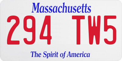 MA license plate 294TW5