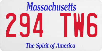 MA license plate 294TW6