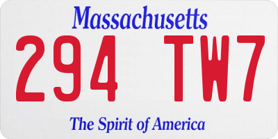 MA license plate 294TW7