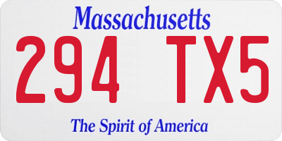 MA license plate 294TX5