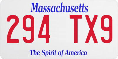 MA license plate 294TX9