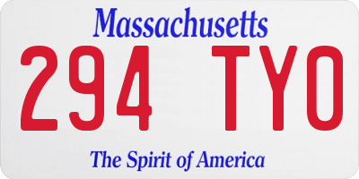 MA license plate 294TY0