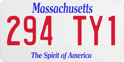 MA license plate 294TY1