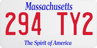 MA license plate 294TY2