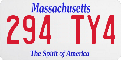 MA license plate 294TY4
