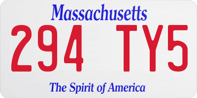 MA license plate 294TY5