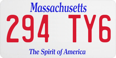 MA license plate 294TY6