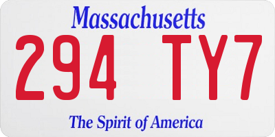 MA license plate 294TY7