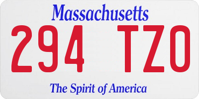 MA license plate 294TZ0