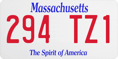 MA license plate 294TZ1