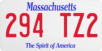 MA license plate 294TZ2