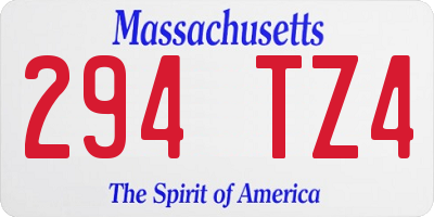 MA license plate 294TZ4