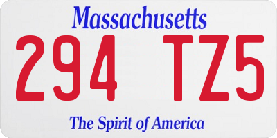 MA license plate 294TZ5