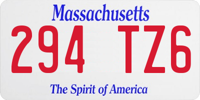 MA license plate 294TZ6