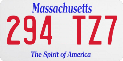 MA license plate 294TZ7