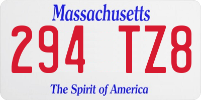 MA license plate 294TZ8