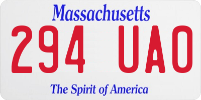 MA license plate 294UA0