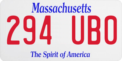 MA license plate 294UB0