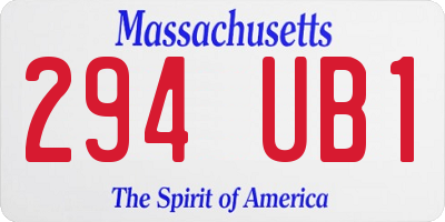 MA license plate 294UB1