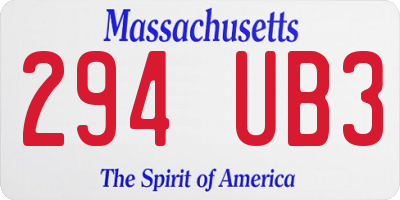 MA license plate 294UB3