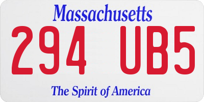 MA license plate 294UB5