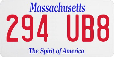 MA license plate 294UB8