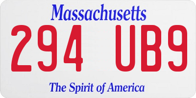 MA license plate 294UB9