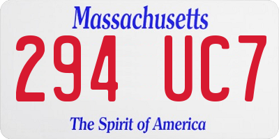 MA license plate 294UC7