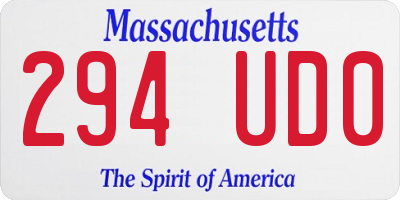 MA license plate 294UD0