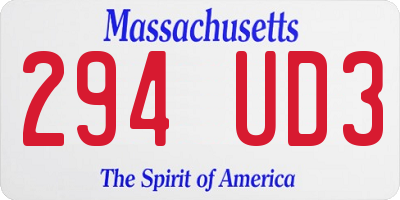 MA license plate 294UD3