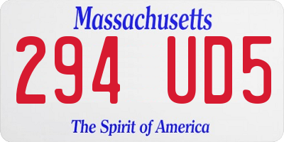 MA license plate 294UD5