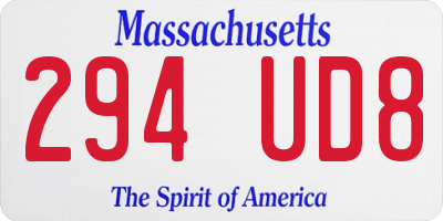 MA license plate 294UD8