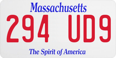 MA license plate 294UD9