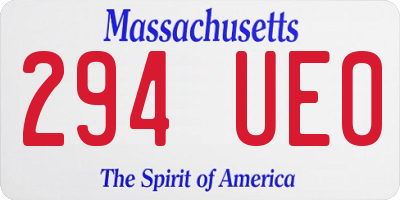 MA license plate 294UE0