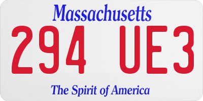 MA license plate 294UE3