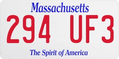 MA license plate 294UF3