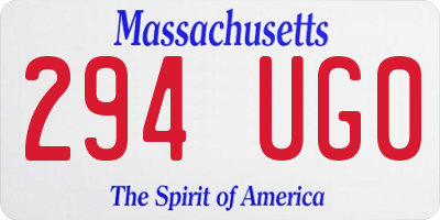 MA license plate 294UG0