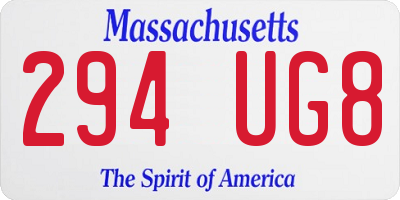 MA license plate 294UG8