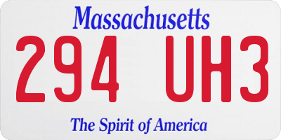 MA license plate 294UH3