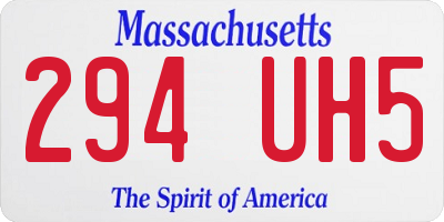 MA license plate 294UH5