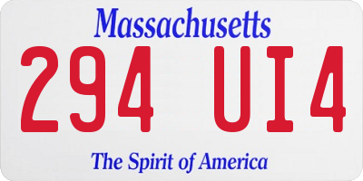 MA license plate 294UI4