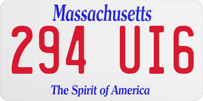 MA license plate 294UI6