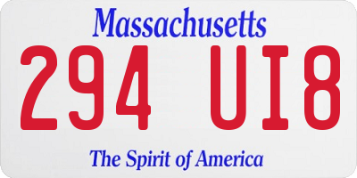 MA license plate 294UI8