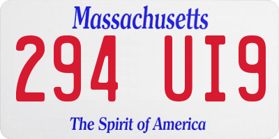MA license plate 294UI9