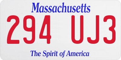 MA license plate 294UJ3