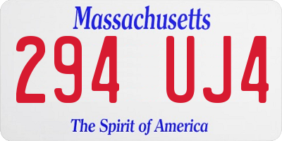 MA license plate 294UJ4