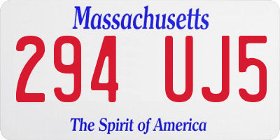 MA license plate 294UJ5